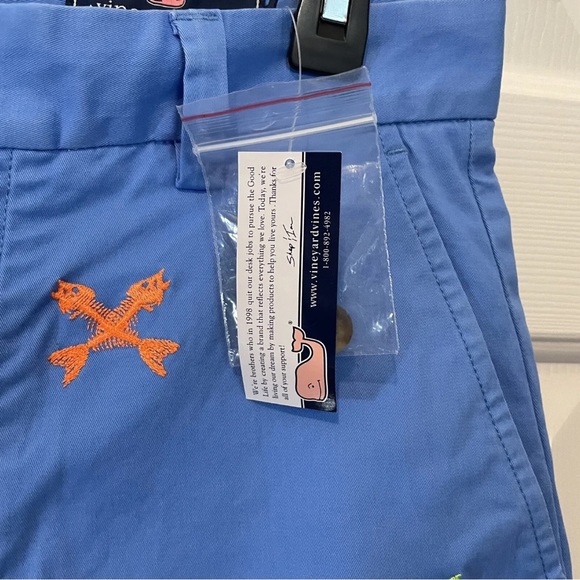 NWT Vineyard Vines Mens Blue Orange Green Crossed Fish Bone Breaker Shorts Sz 28 - Picture 10 of 10